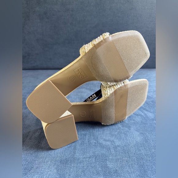 Madden NYC Block Heel Slip On Sandals Woman’s SZ 9 Cream Textured Beaded New - Picture 6 of 13